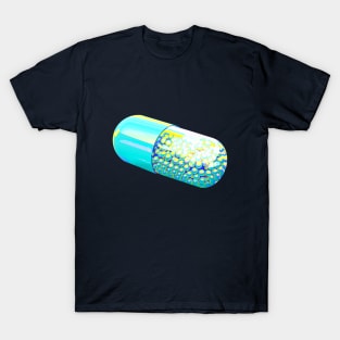 Blue Holographic Capsule On Chartreuse background T-Shirt
